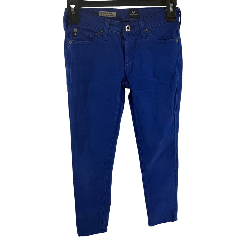 AG Adriano Goldschmied The Stilt Cigarette Jeans Cobalt Blue Size 24 Made in USA